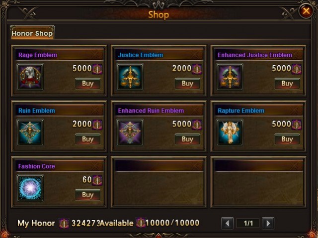 League of Angels Cross-server War Shop