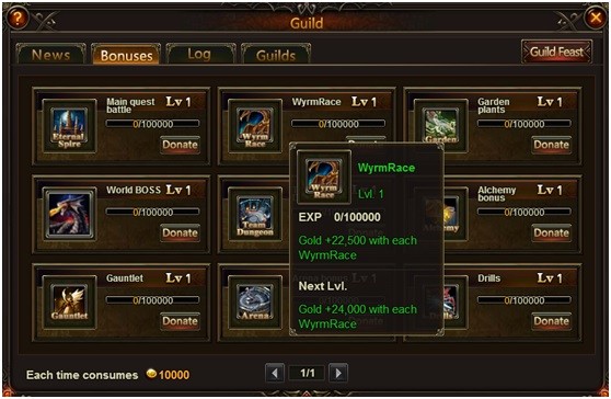 League of Angels Guild Bonuses