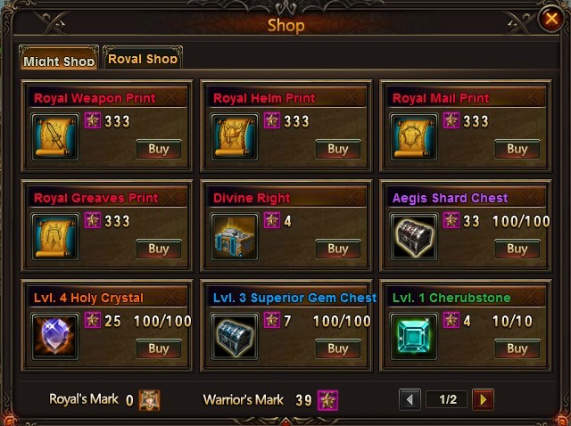 League of Angels Tournament Shop