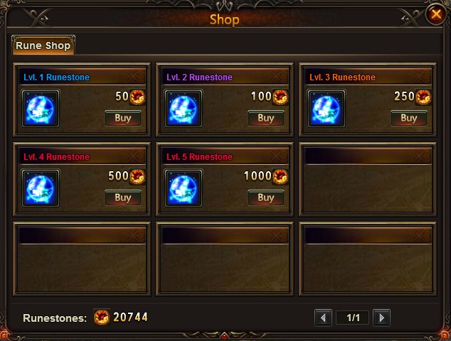 League of Angels Rune Shop