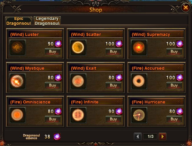 League of Angels Dragonsoul Shop